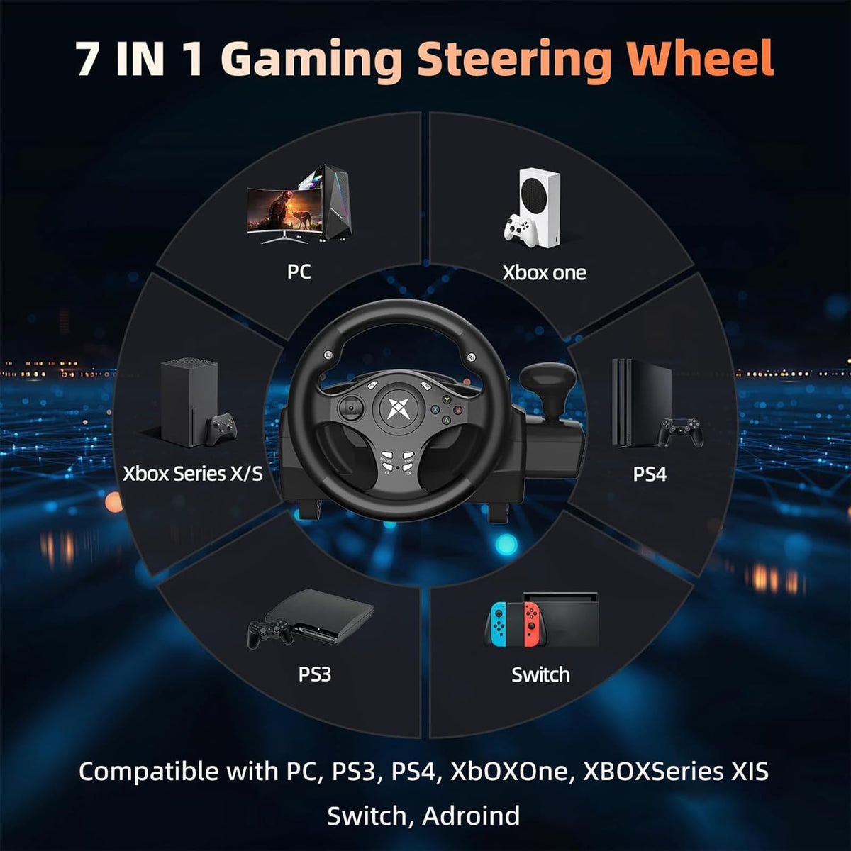 Gaming Steering Wheel with Pedals E510687