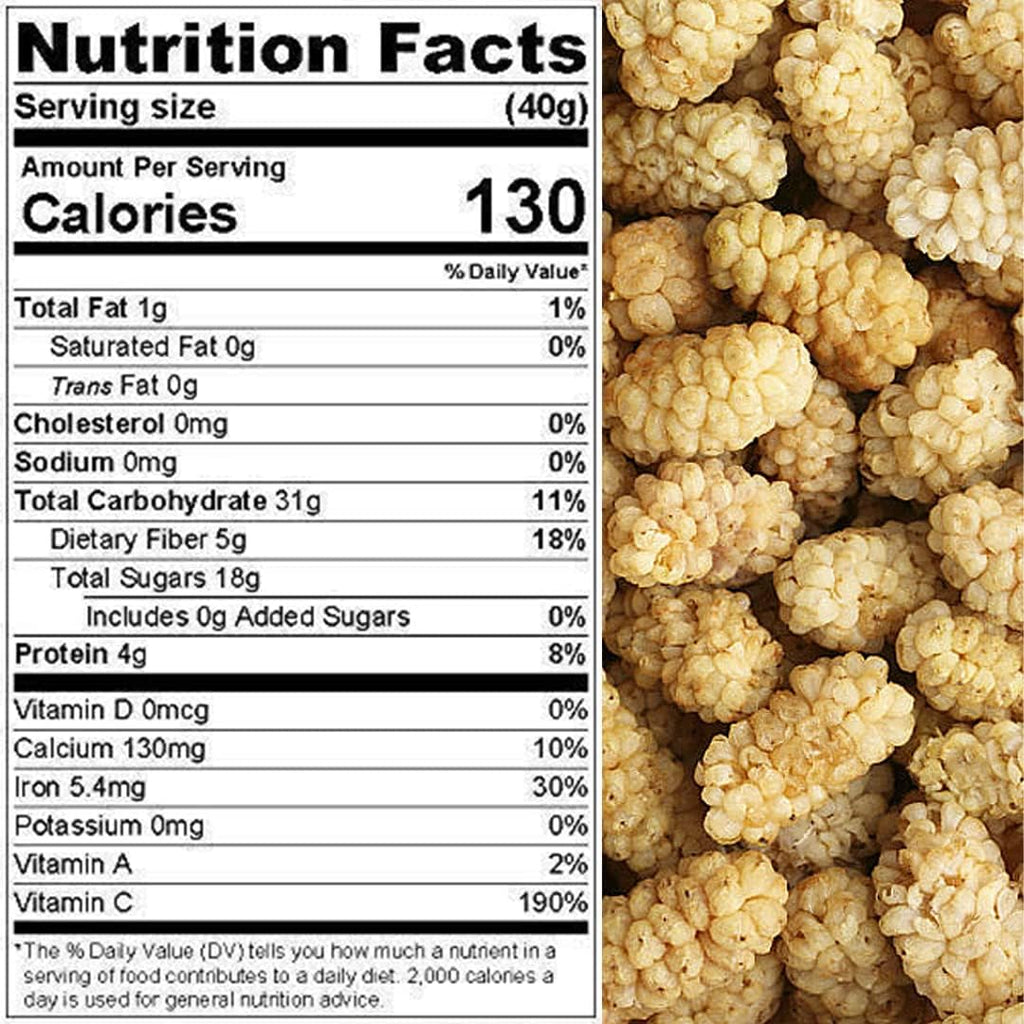 Sun Dried White Mulberries 5 lbs. Resealable Pouch Z21467