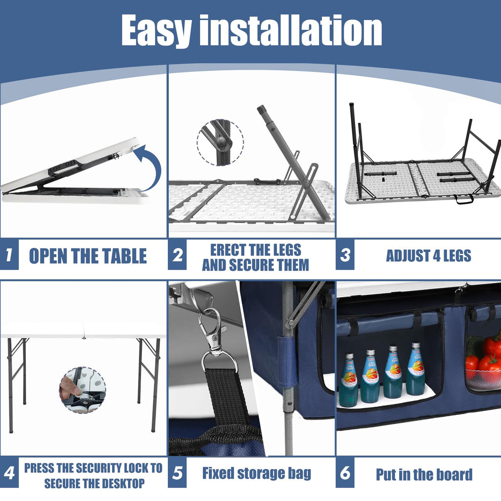 Foldable Camping Table with Storage E546947