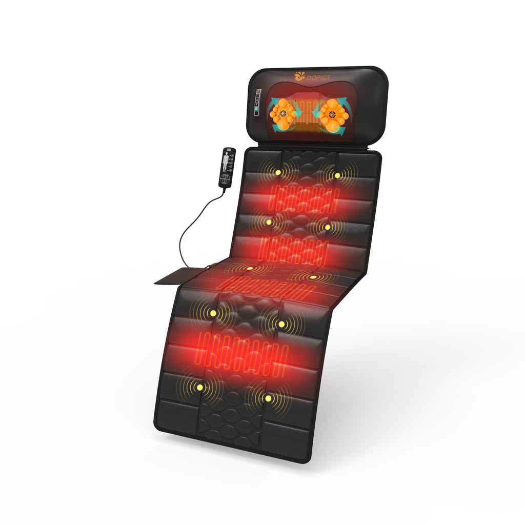 Black Full Body Vibration Heating Massage Mat with 10 Vibrating Motors and 9 Speed Settings Q589