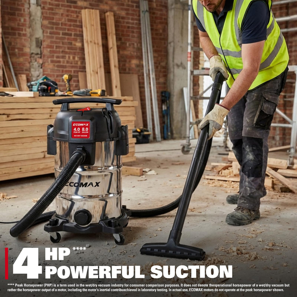 8 Gallon Stainless Steel Wet and Dry Shop Vacuum I167