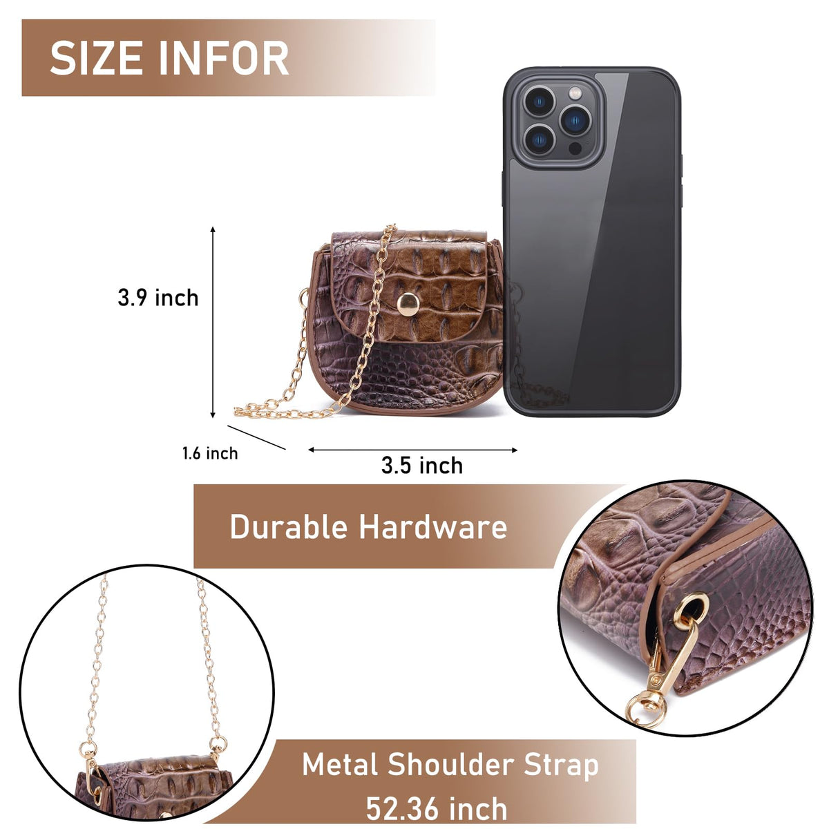 Mini Crocodile Embossed Leather Clutch R933
