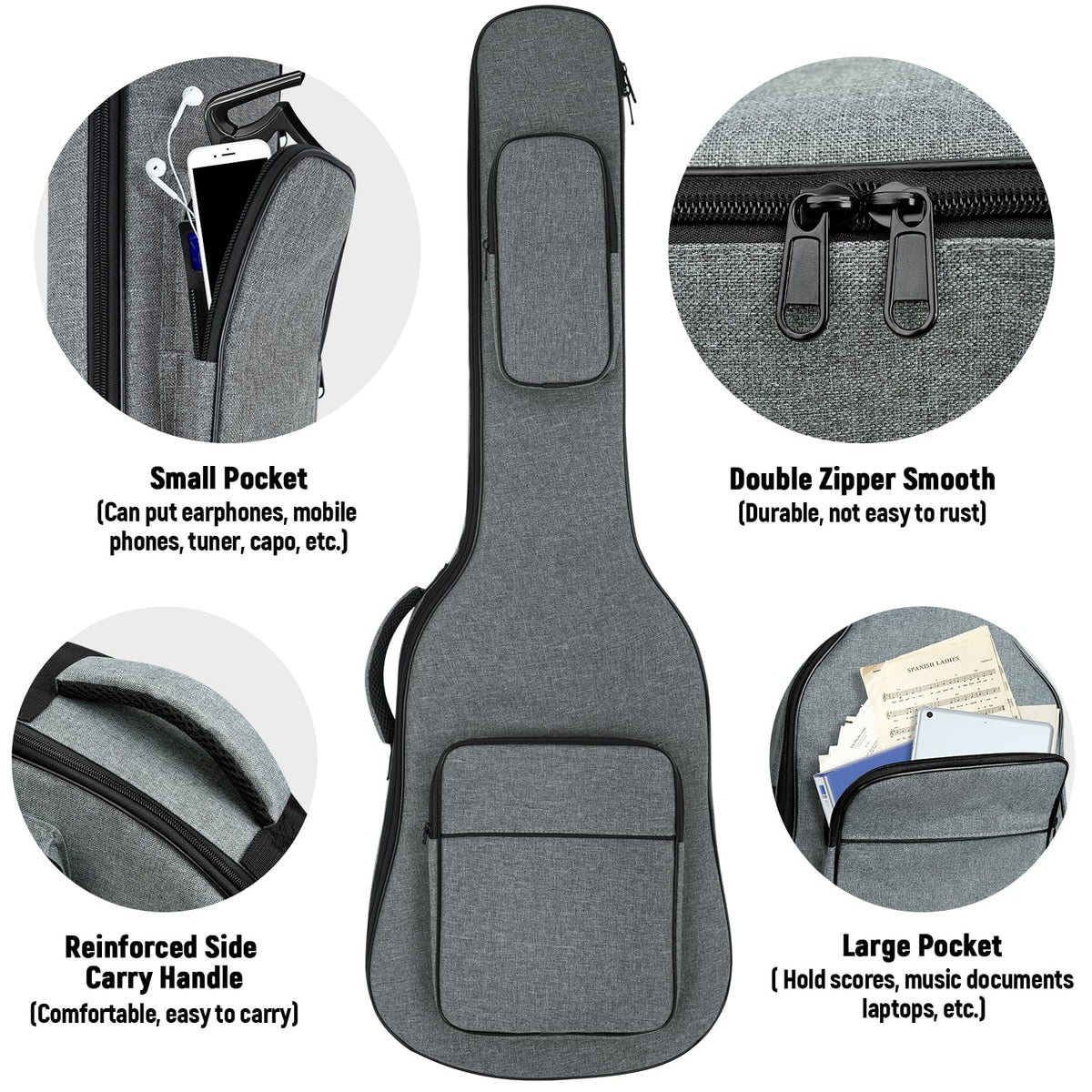 Padded Electric Guitar Gig Bag with Neck Strap W1222