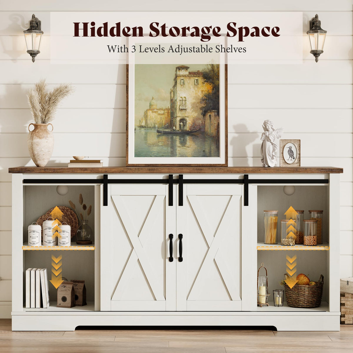 Fireplace TV Stand with Sliding Barn Door H680741