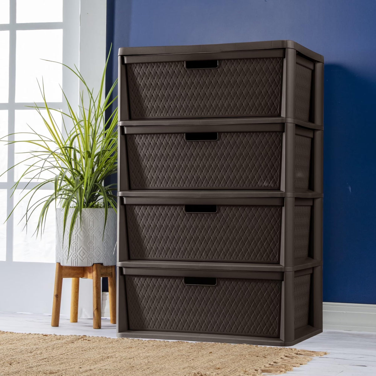 Gray Plastic 3-Drawer Storage Tower with Bins E193