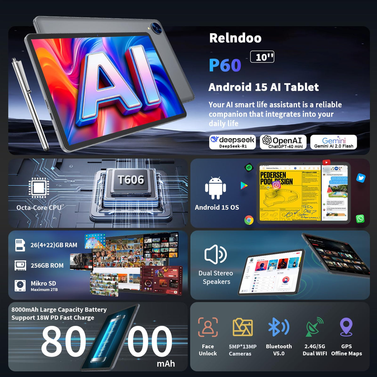 10 Inch Android Tablet with Keyboard H69559