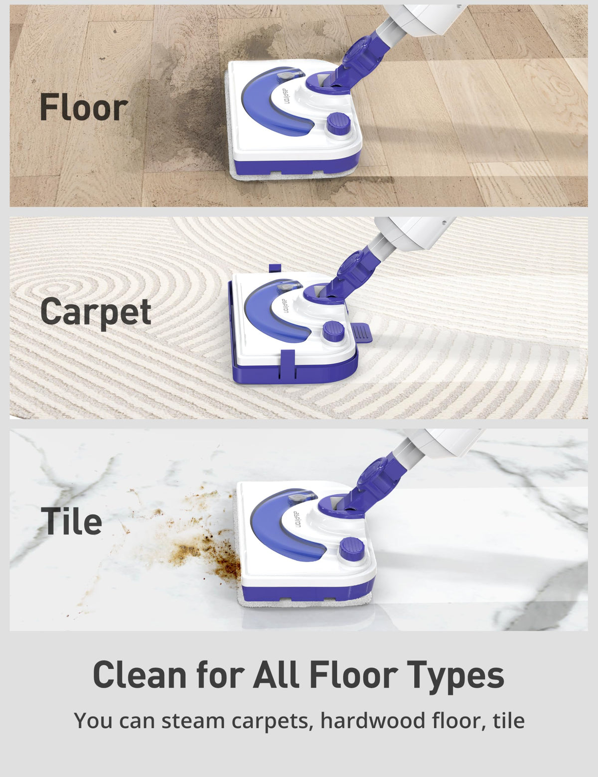 1300W Steam Mop Cleaner with 2 Washable Pads A9863
