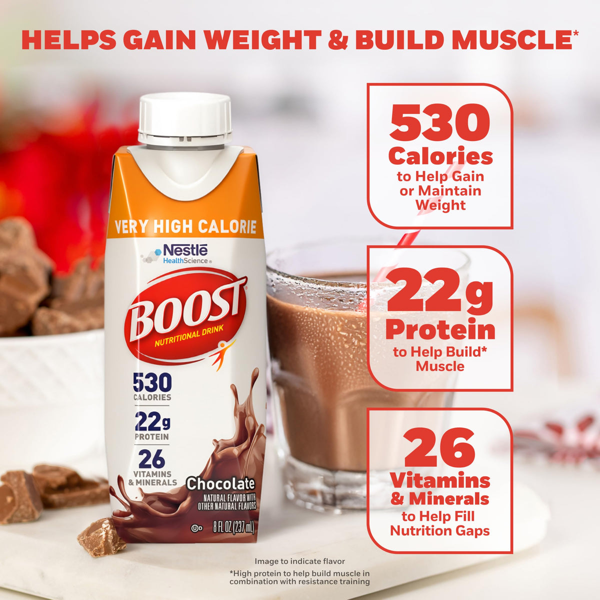 High Calorie Nutritional Drink, Chocolate, 8 Fl Oz, 24 pk C92946