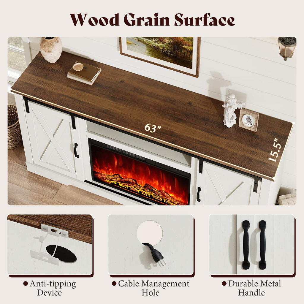 Fireplace TV Stand with Sliding Barn Door H680741