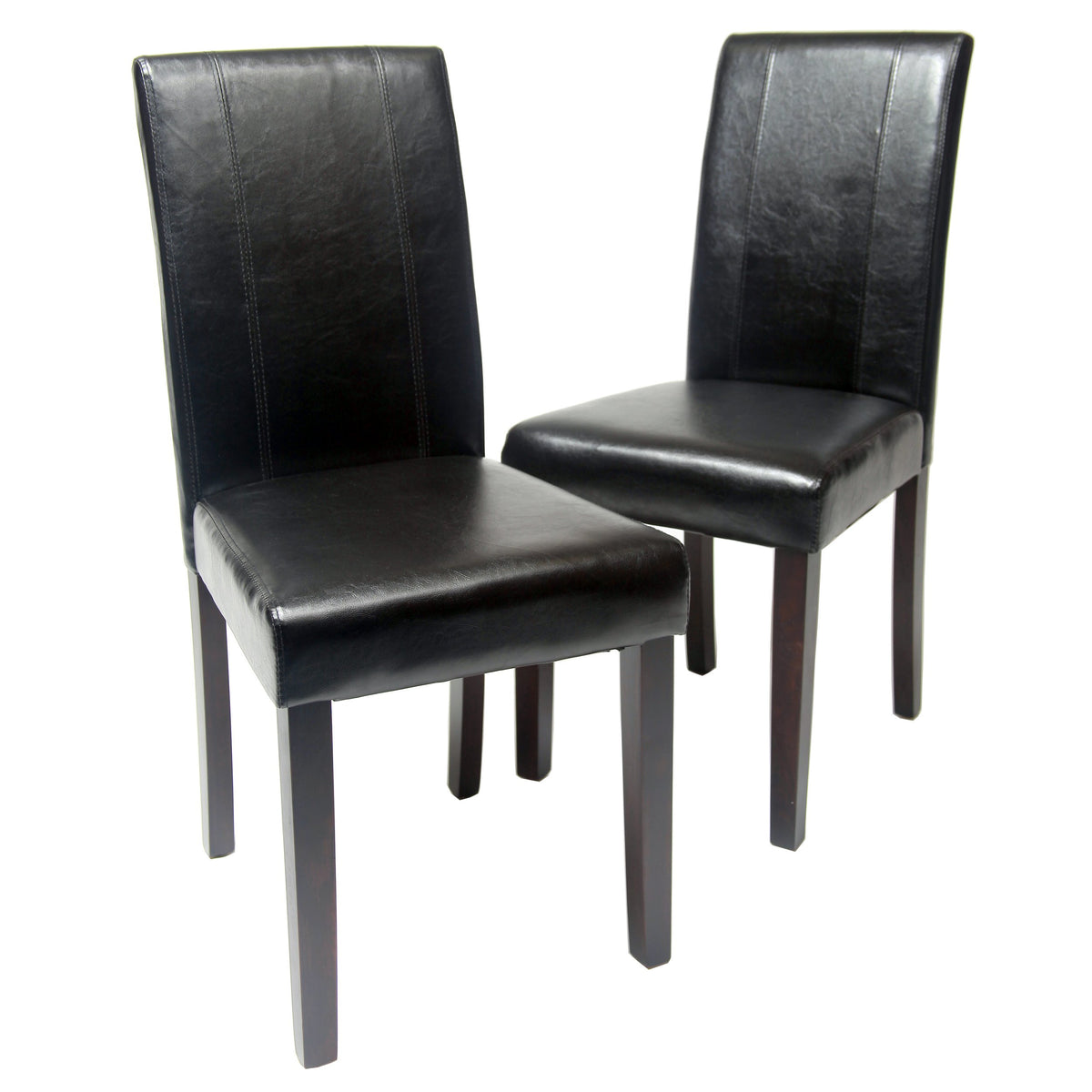 Black Leatherette Parson Chair Set of 2 L4382
