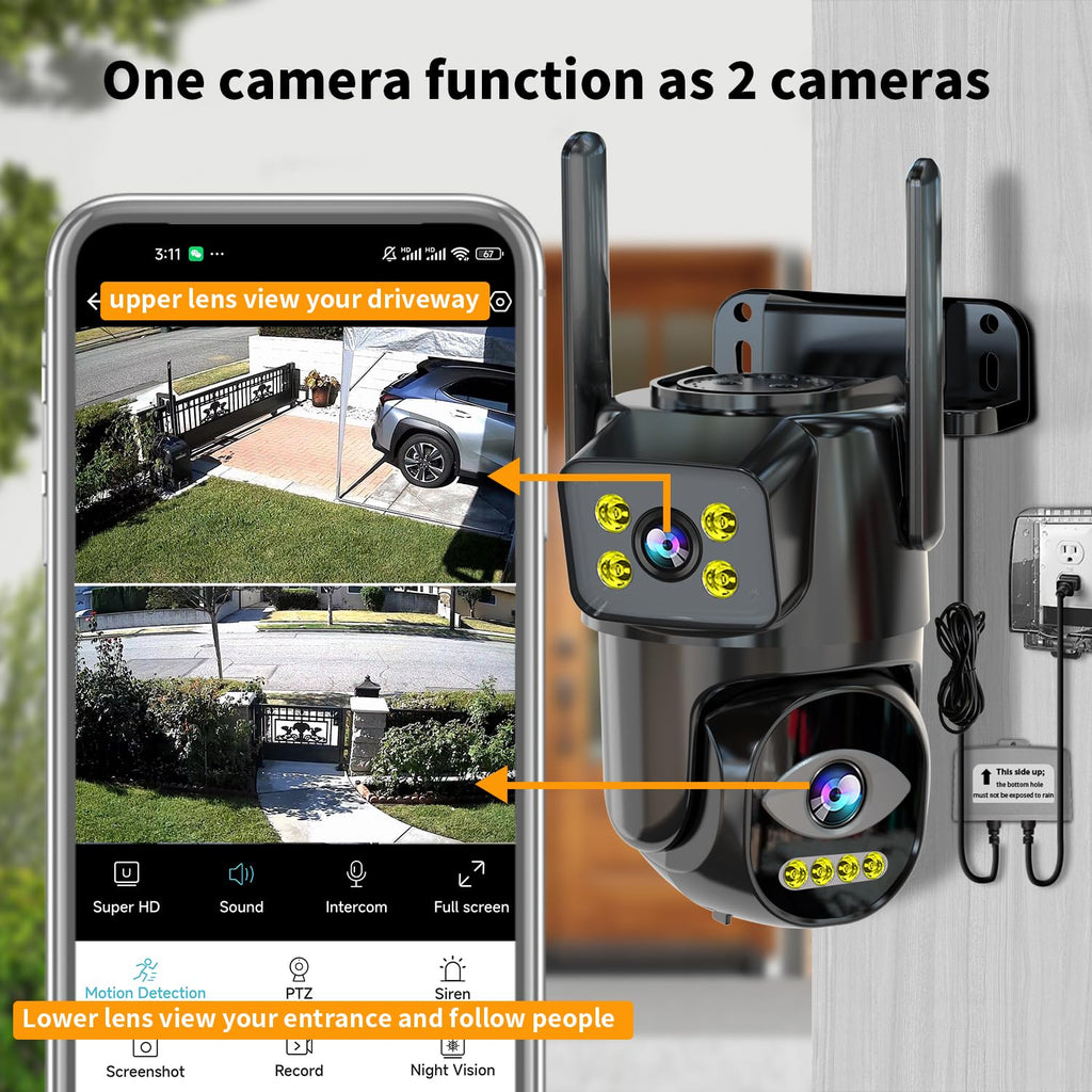 Dual Lens WiFi Security Camera Outdoor C596789