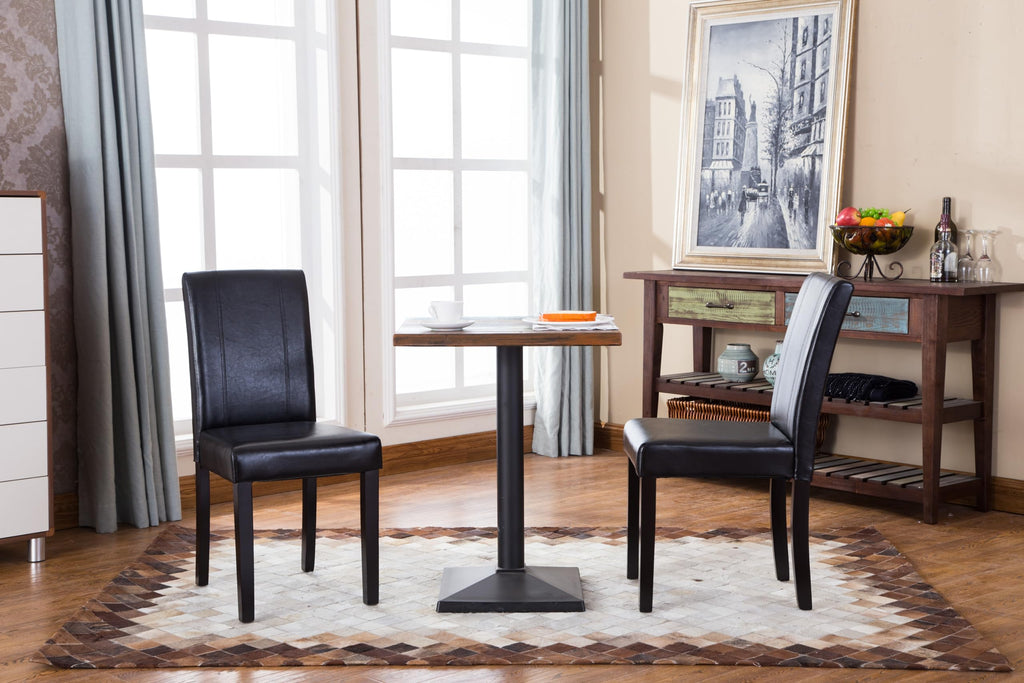 Black Leatherette Parson Chair Set of 2 L4382