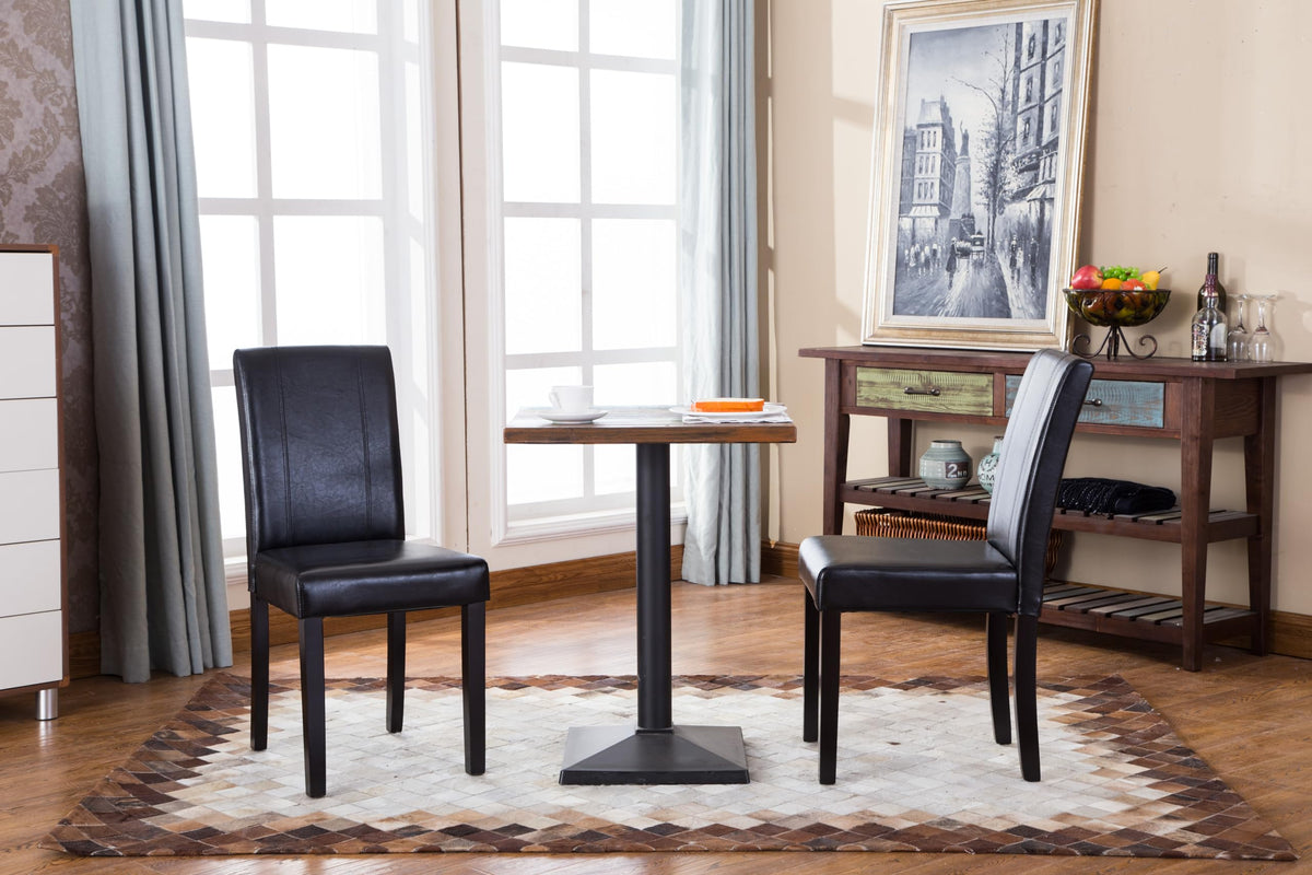 Black Leatherette Parson Chair Set of 2 L4382