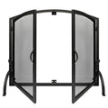 35"x27" Arched Black Fireplace Screen with Magnetic Double Doors K44358