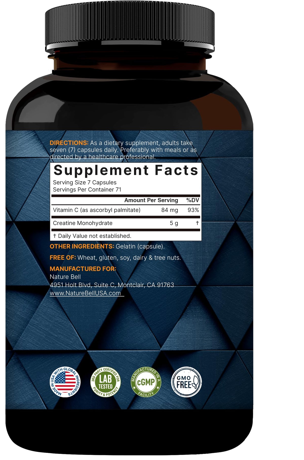Micronized Unflavored Creatine Monohydrate Capsules 5,000mg 500 Count Z342339