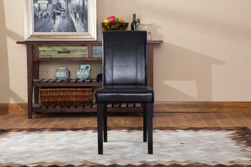 Black Leatherette Parson Chair Set of 2 L4382