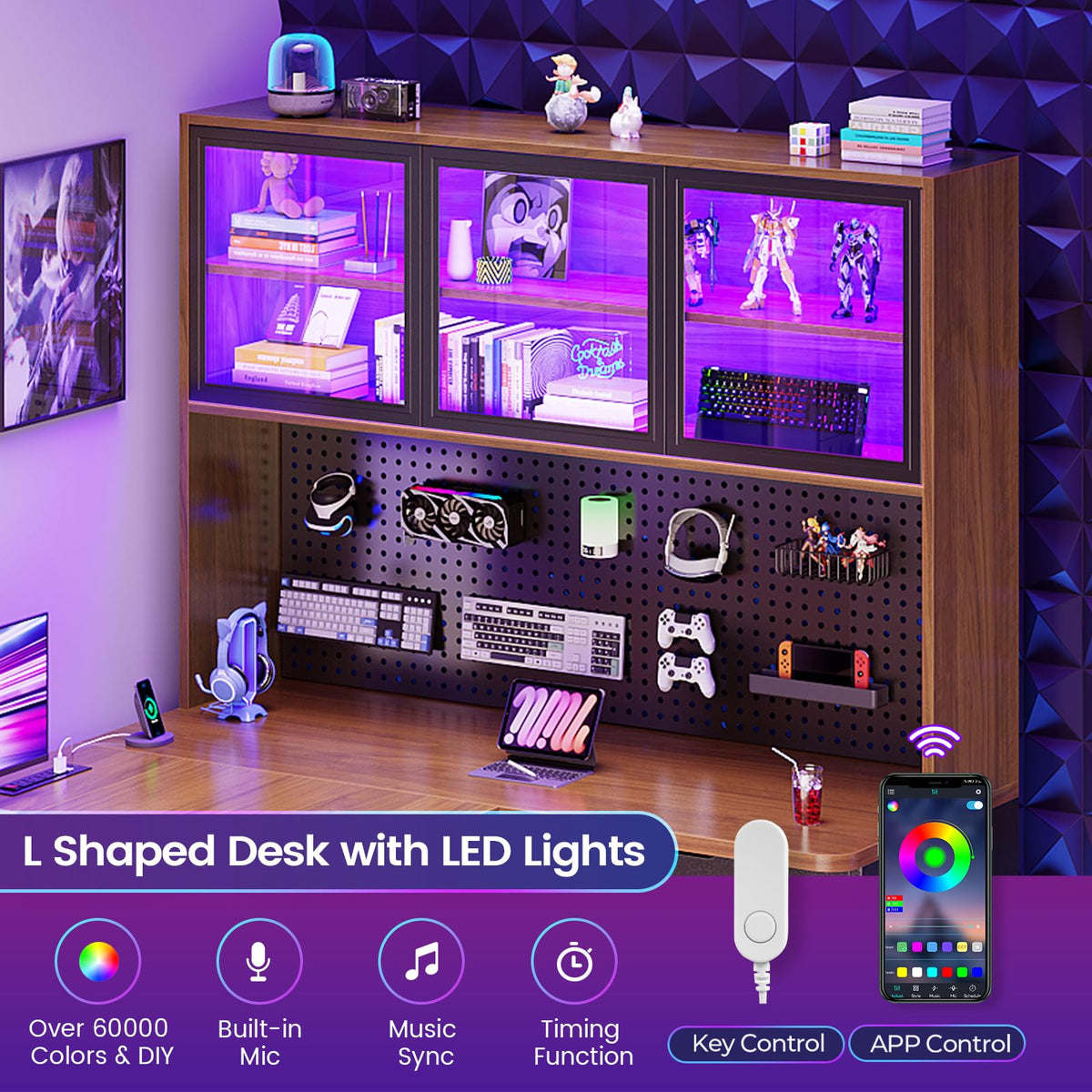 L Shaped Computer Desk with Drawer and Bookshelf M377