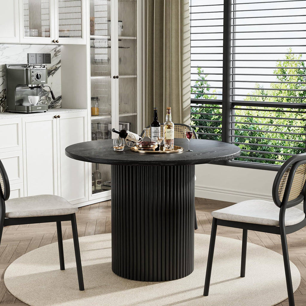 41.7" Round Black Wood Dining Table W4553