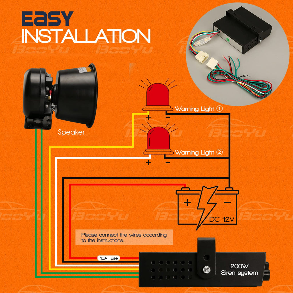 12V 200W Emergency Siren PA System with Handheld Microphone T57249