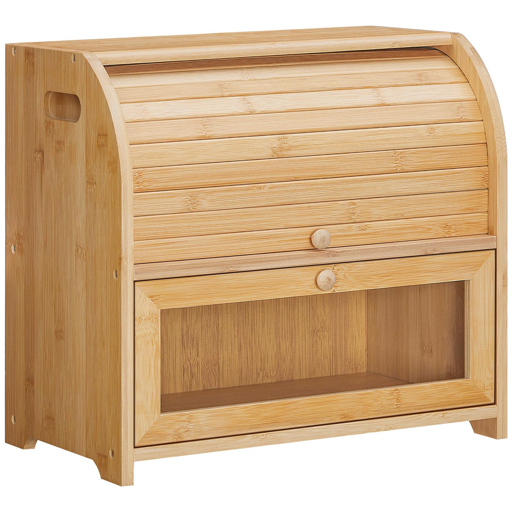 Bamboo 2 Tier Roll-Top Bread Box M3575