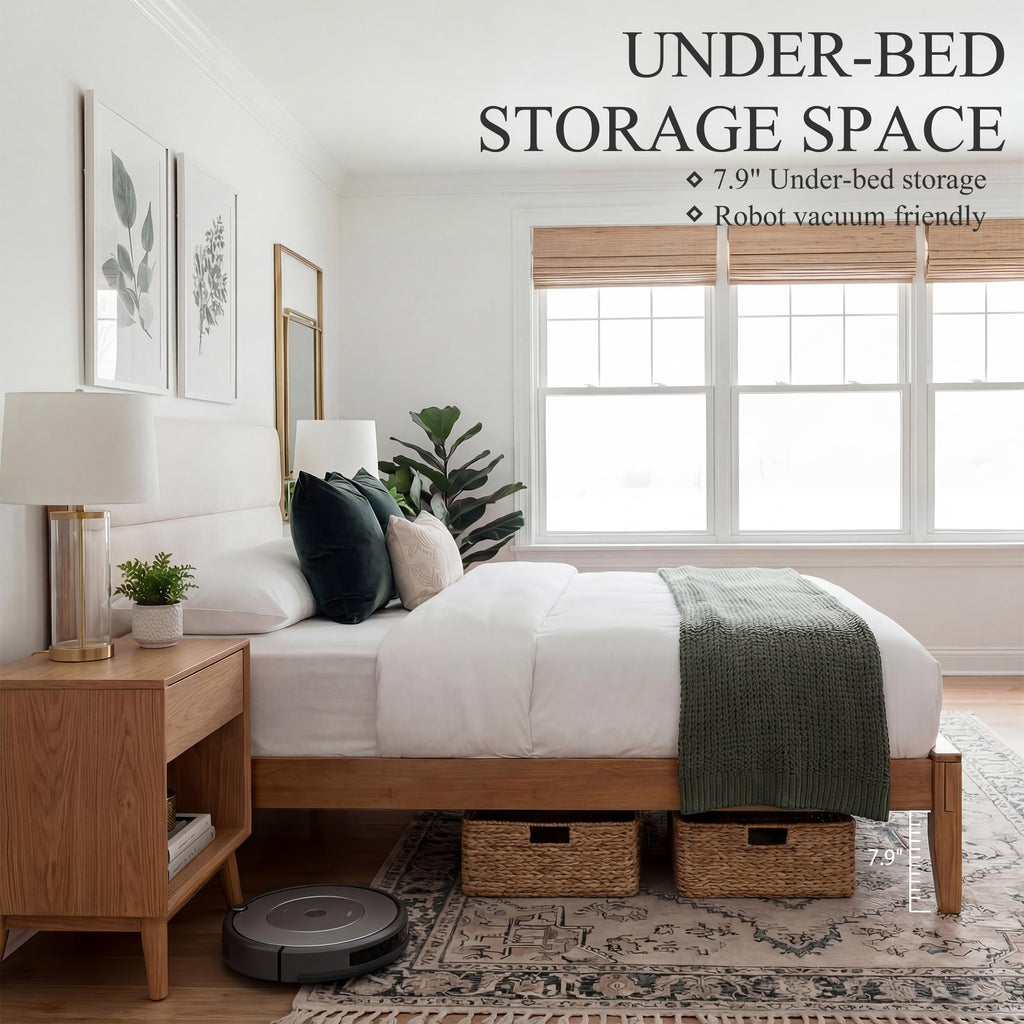 Solid Bamboo Queen Size Bed Frame with Headboard T88633