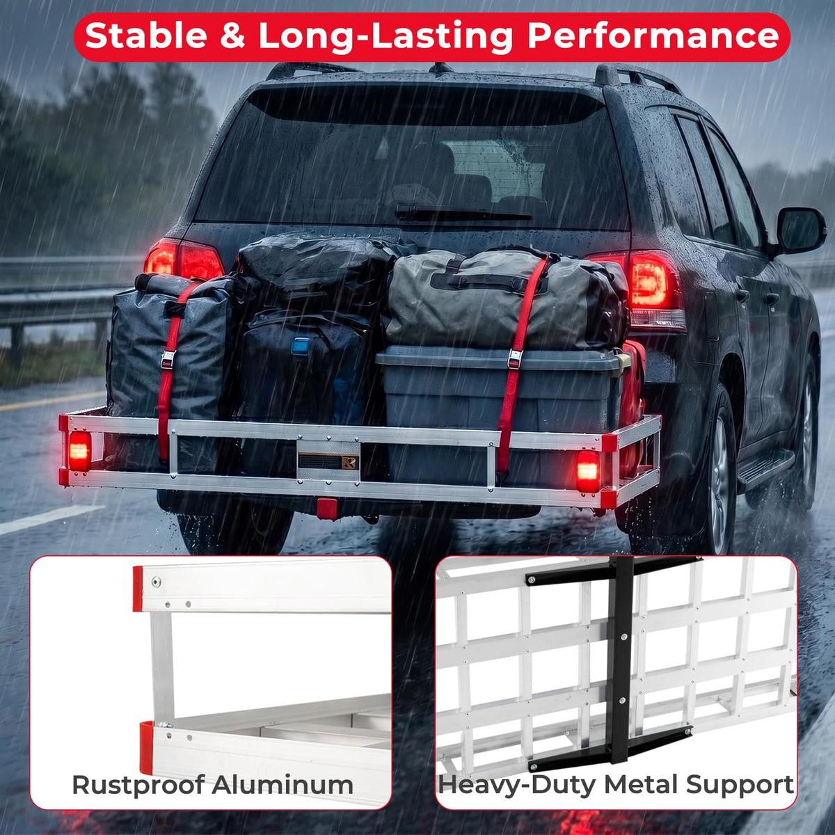 Aluminum Hitch Mount Cargo Carrier with 9" Side Rails, 500 lbs Capacity N977990
