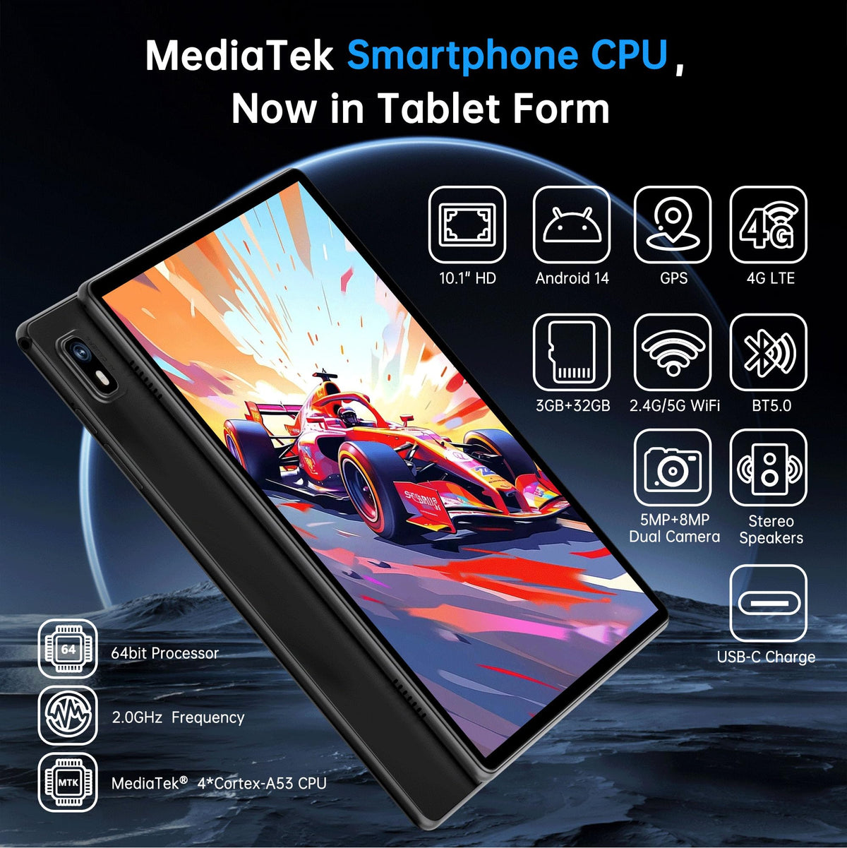 Android 14 Tablet with Sim Card Slot 10GB+32GB 10 inch Tablet D28185