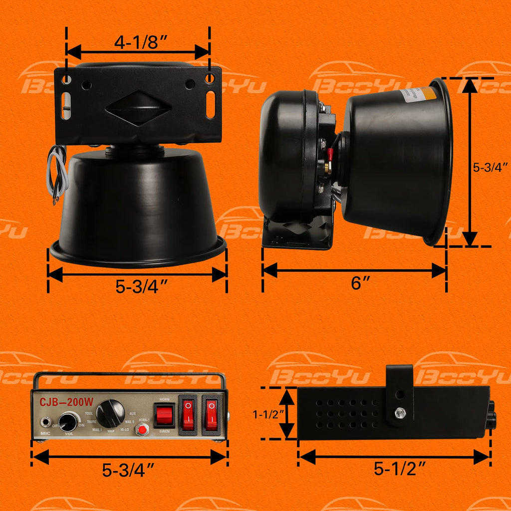 12V 200W Emergency Siren PA System with Handheld Microphone T57249