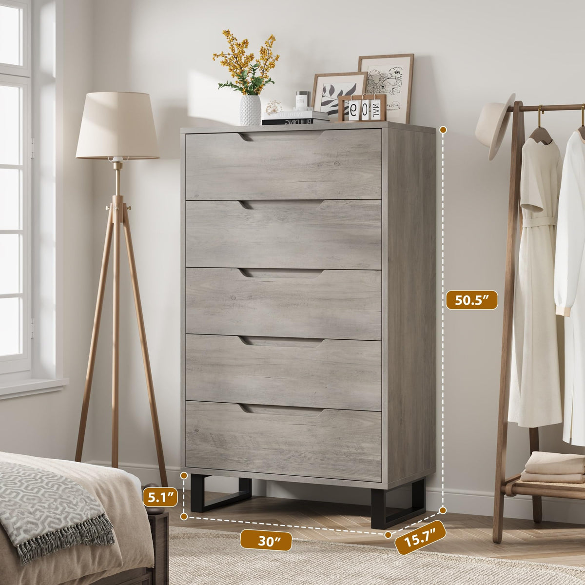 5 Drawer Vertical Dresser with Storage O79913