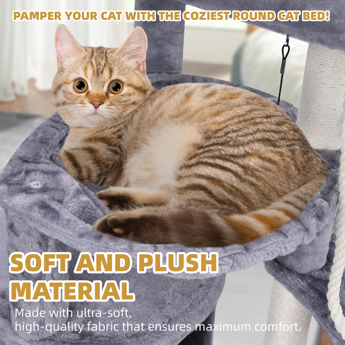 Grey Three Layer Cat Tree with Condo and Hammocks Q67778