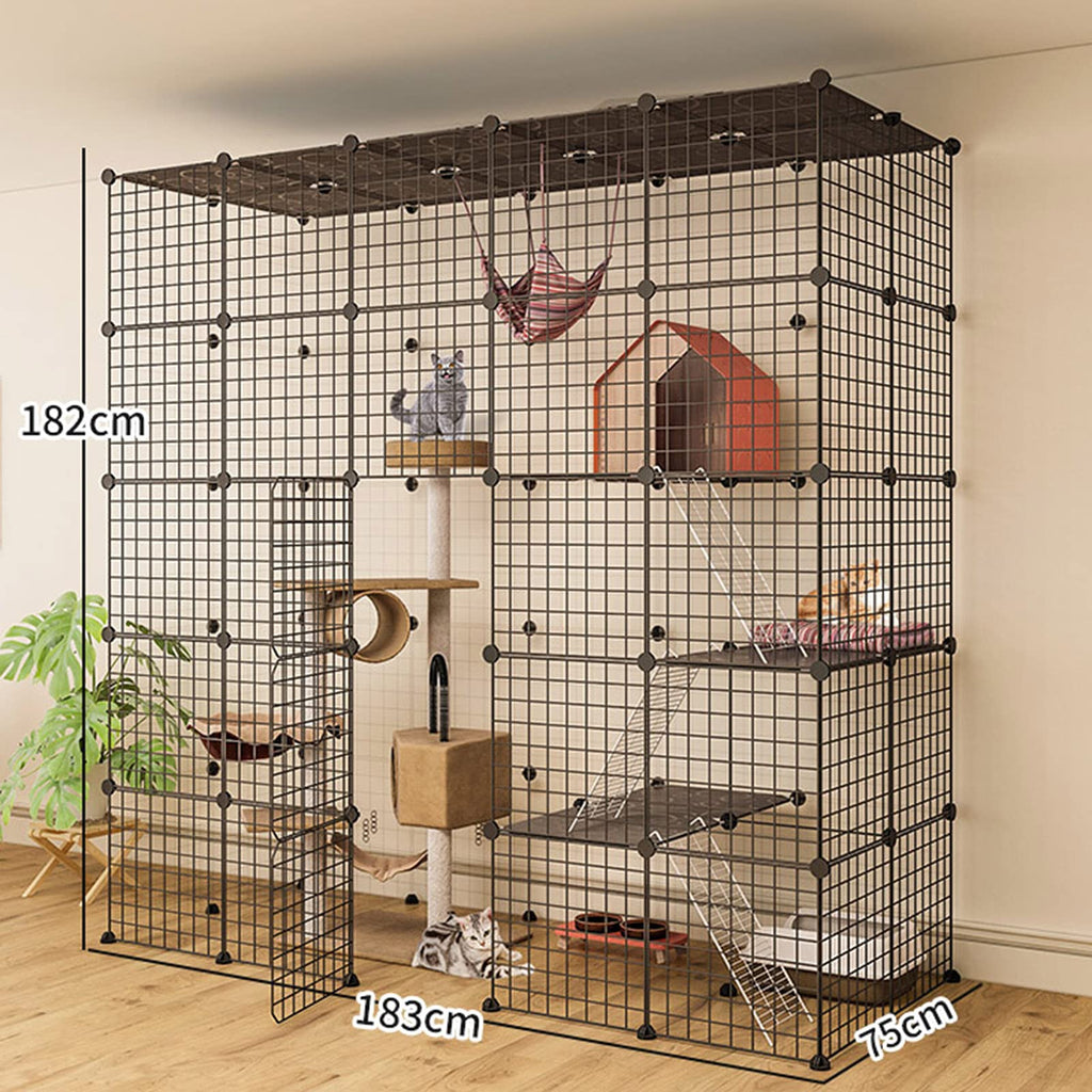 Metal Wire Cat Cage Indoor Playpen Kennel Crate H121