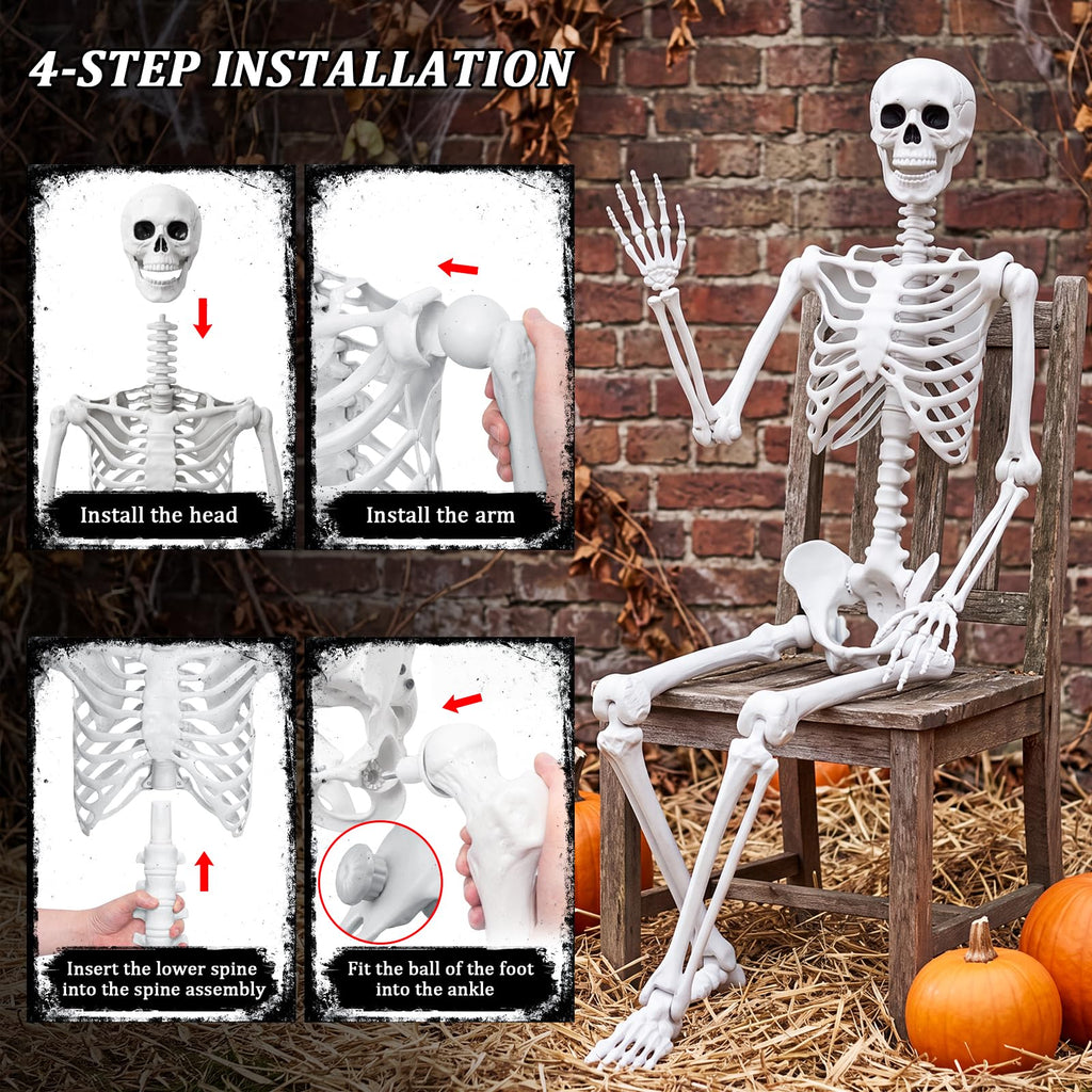Halloween Life Size Human Skeleton with Posable Joint Q2435