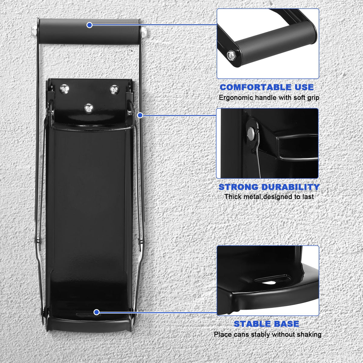 Black Wall Mounted Can Crusher with Bottle Opener M80463