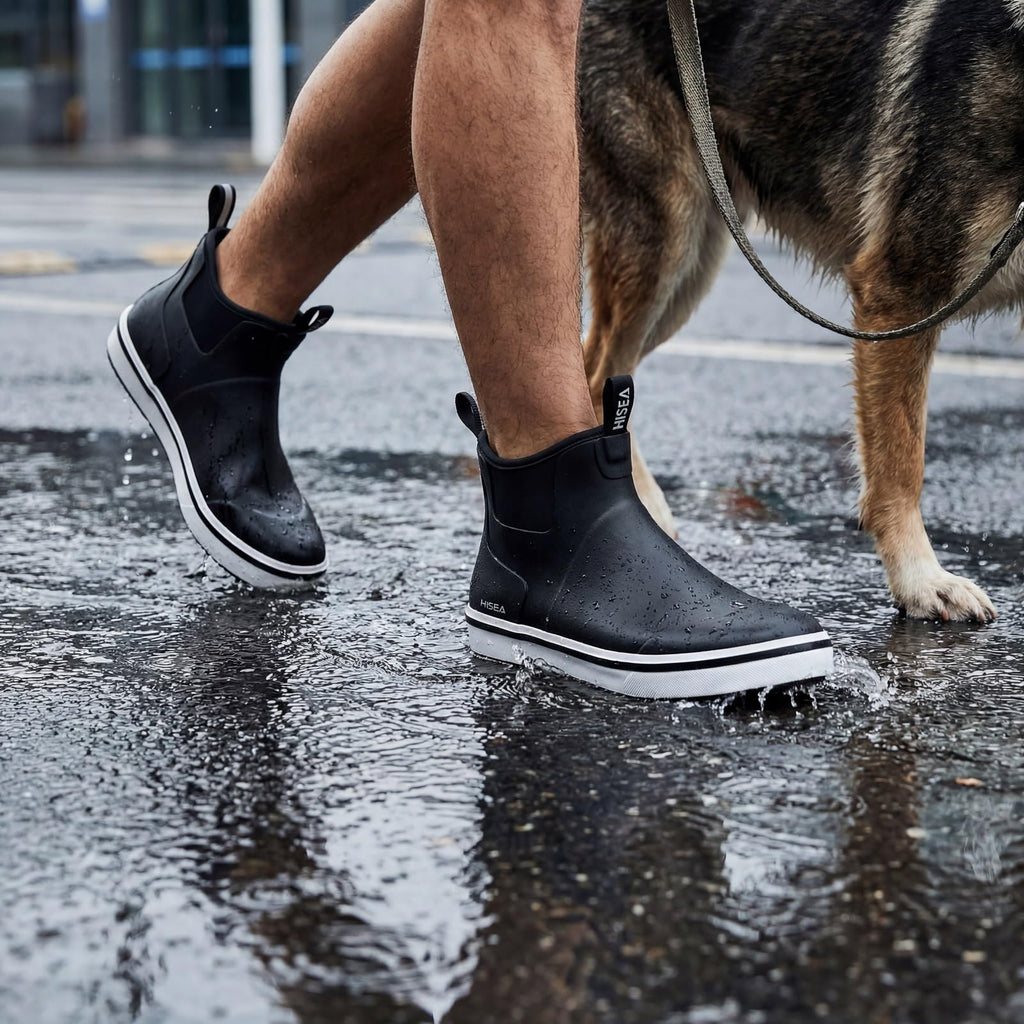 Men's Waterproof Rubber Neoprene Ankle Deck Boots R5350