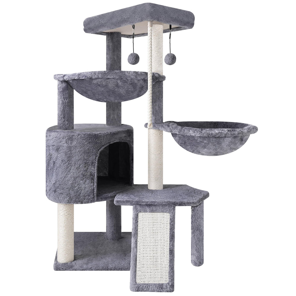 Grey Three Layer Cat Tree with Condo and Hammocks Q67778