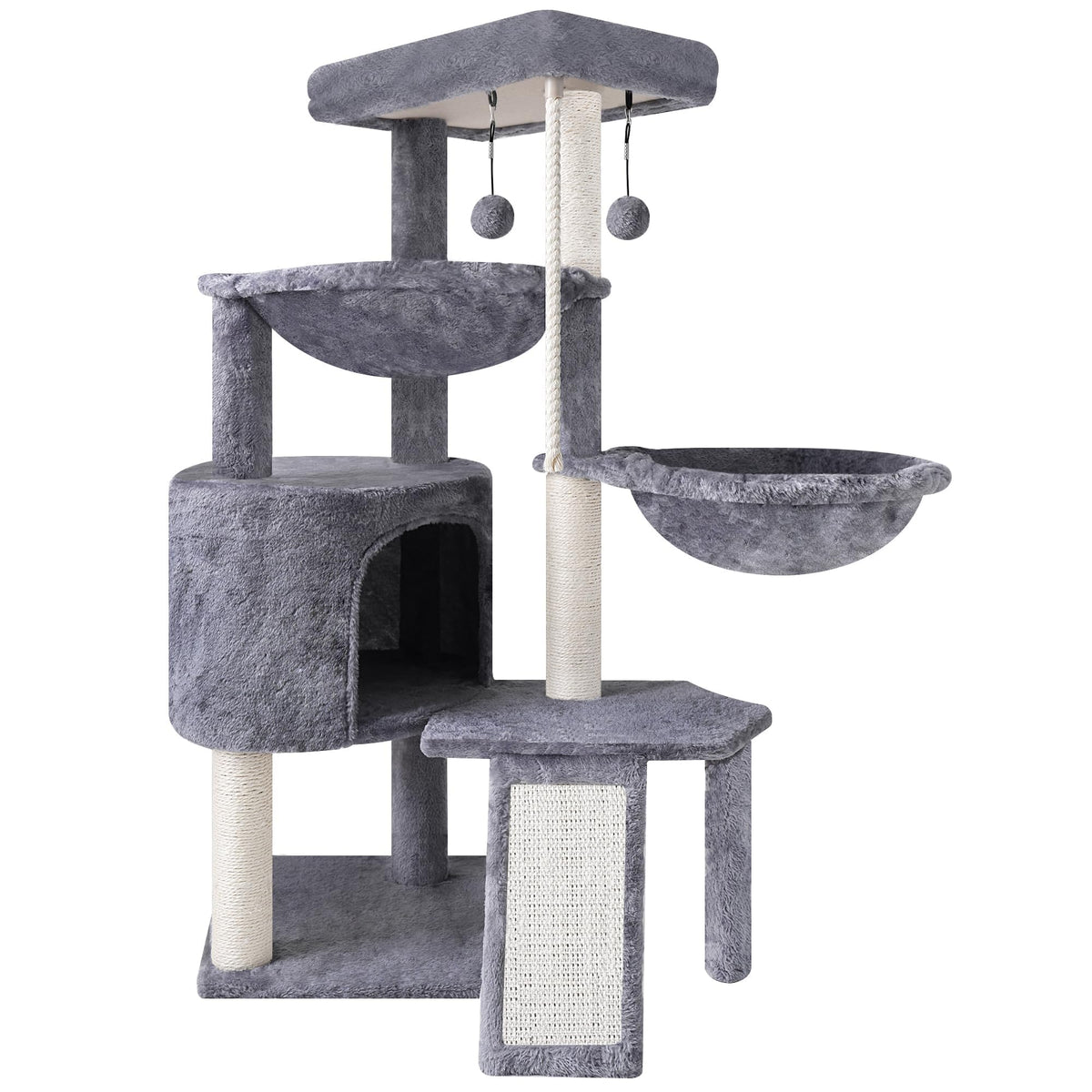 Grey Three Layer Cat Tree with Condo and Hammocks Q67778