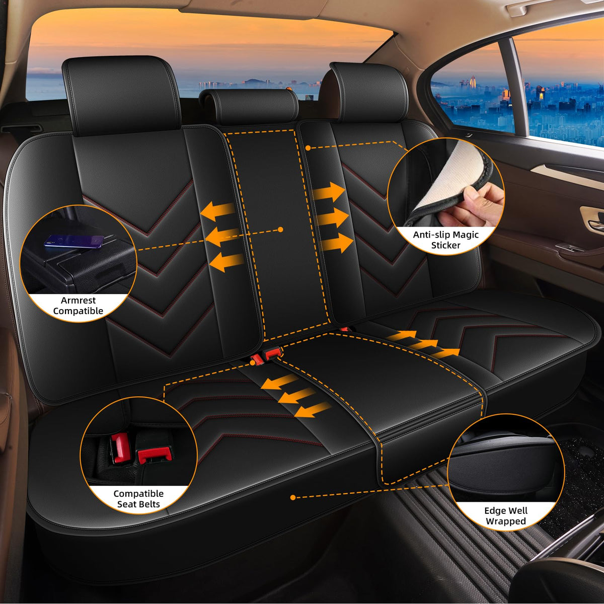 Waterproof Leather Full Set Car Seat Covers D74184