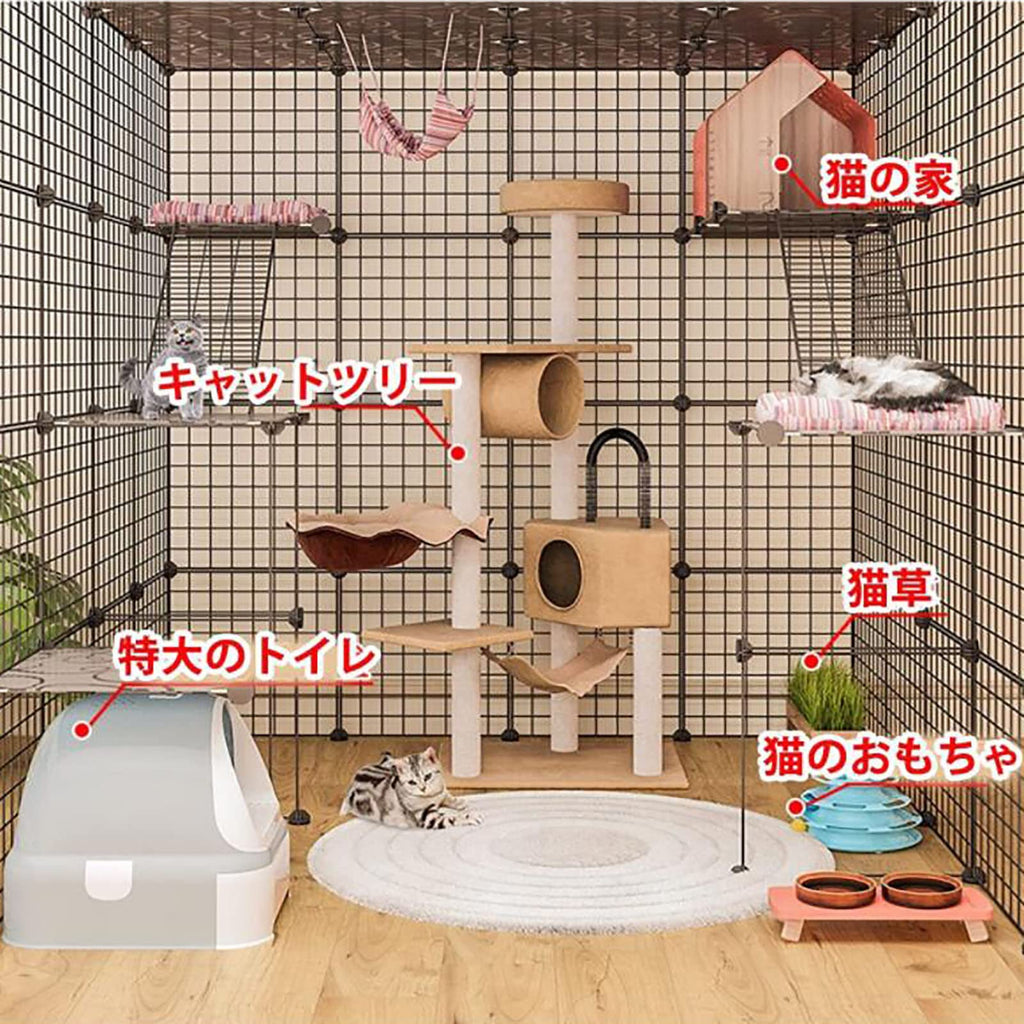 Metal Wire Cat Cage Indoor Playpen Kennel Crate H121