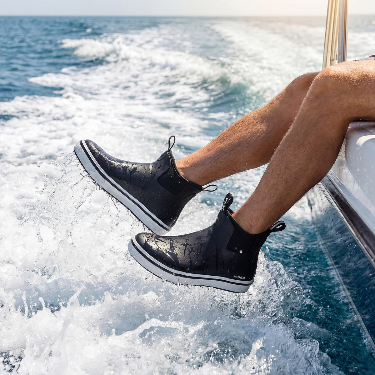 Men's Waterproof Rubber Neoprene Ankle Deck Boots R5350
