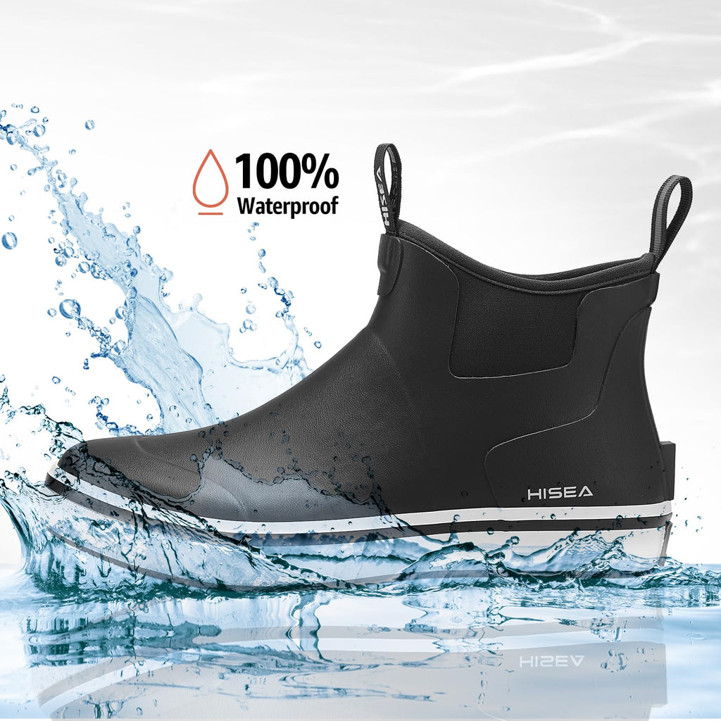 Men's Waterproof Rubber Neoprene Ankle Deck Boots R5350
