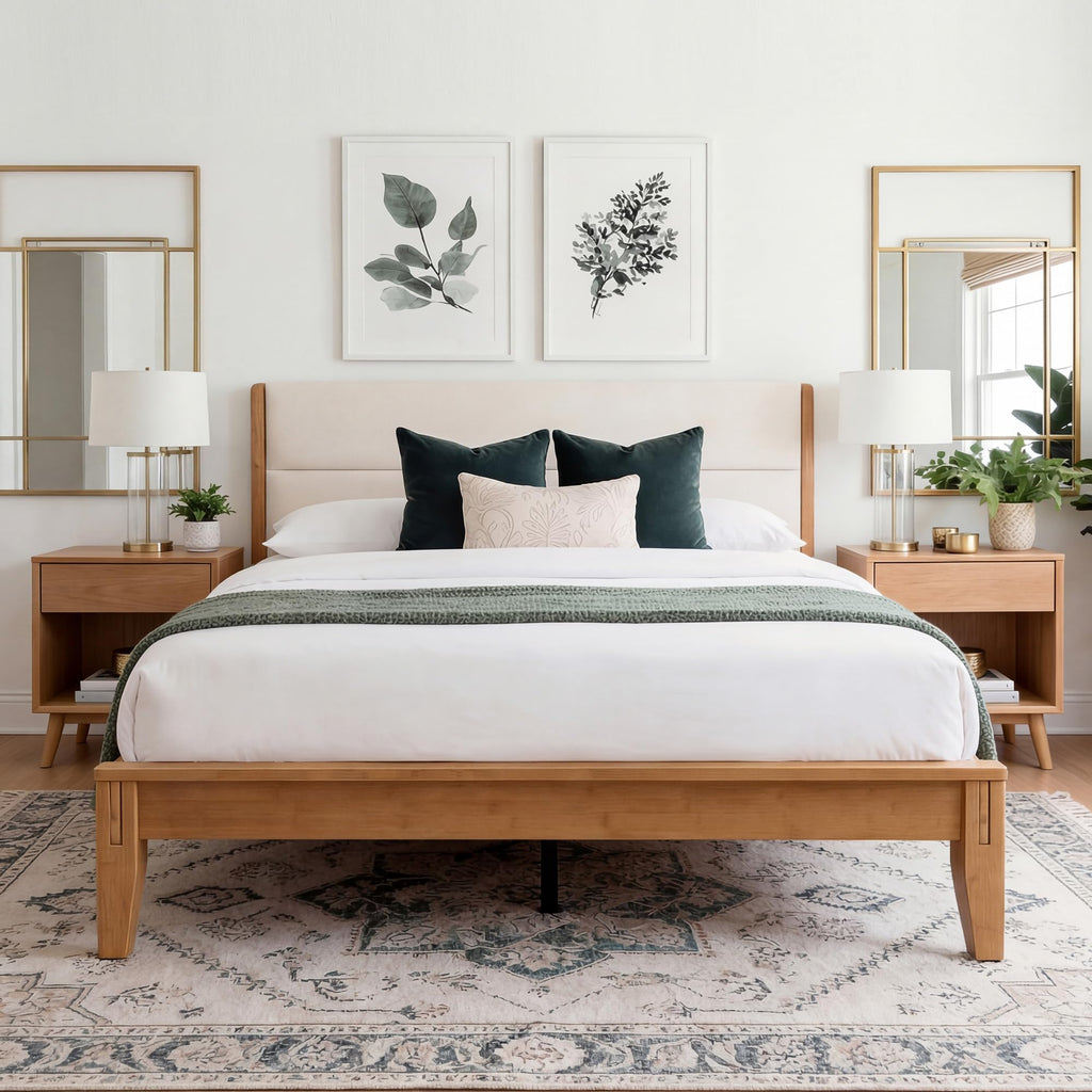 Solid Bamboo Queen Size Bed Frame with Headboard T88633