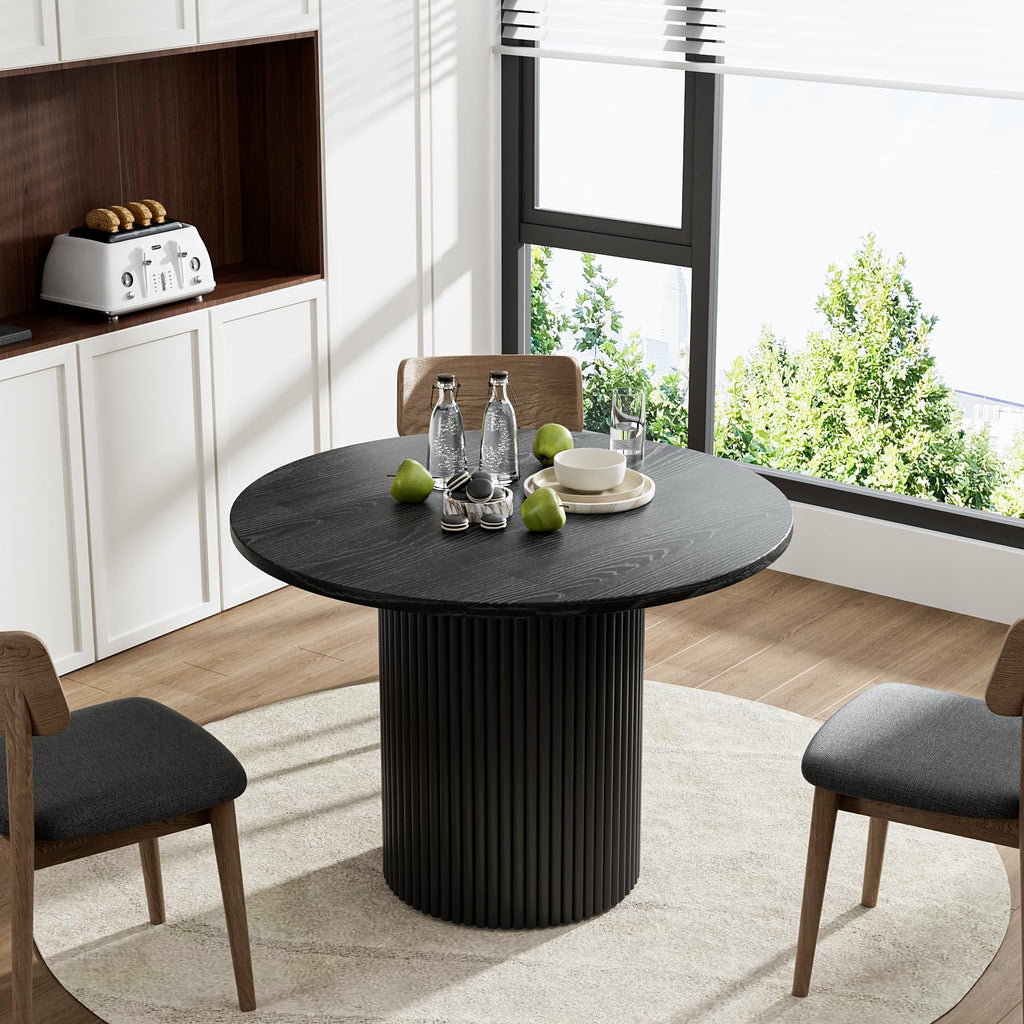 41.7" Round Black Wood Dining Table W4553