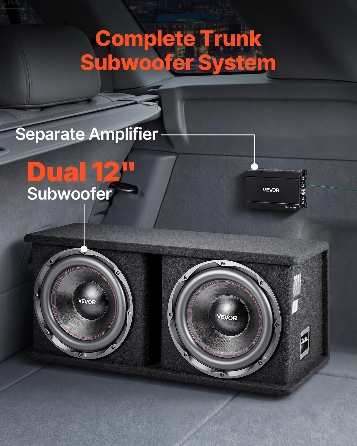 Dual 12" Enclosed Powered Subwoofer with Amplifier N95725