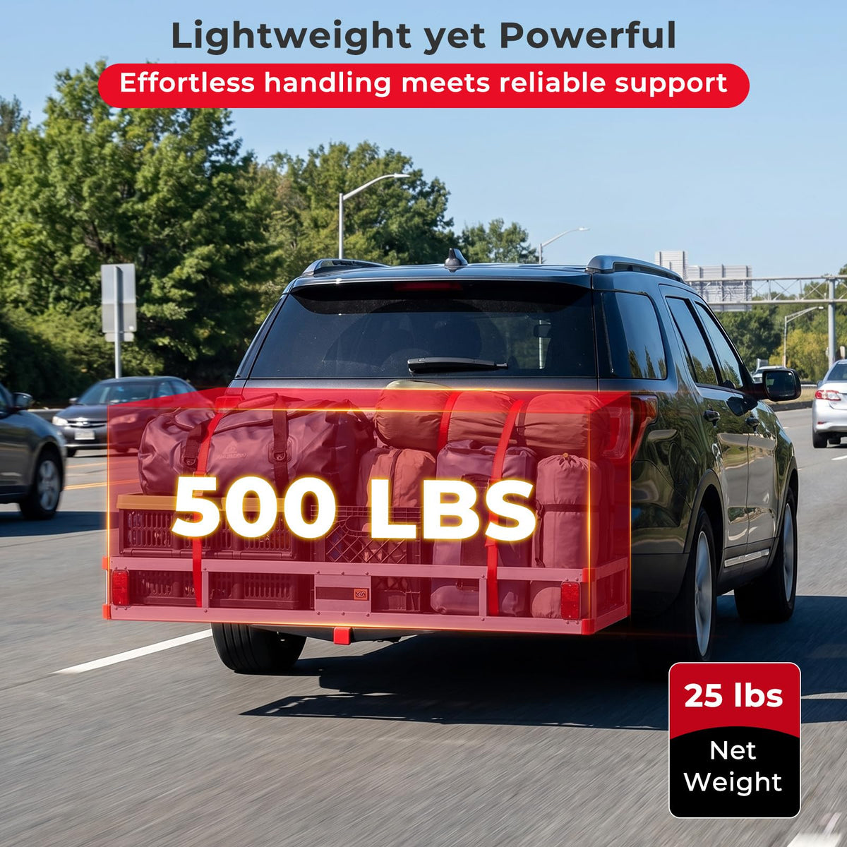 Aluminum Hitch Mount Cargo Carrier with 9" Side Rails, 500 lbs Capacity N977990