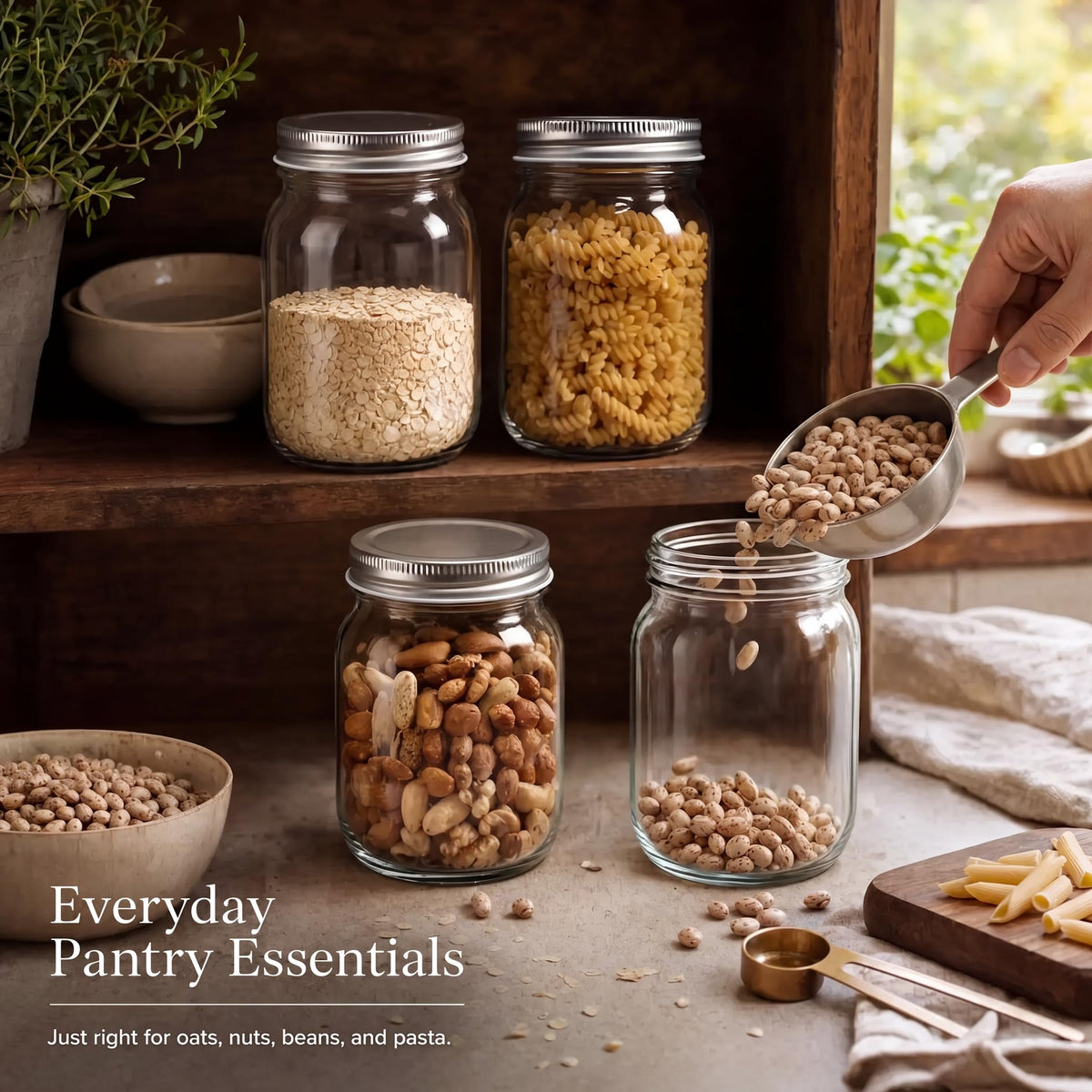 16 oz Clear Glass Mason Jars with Lids Y85068