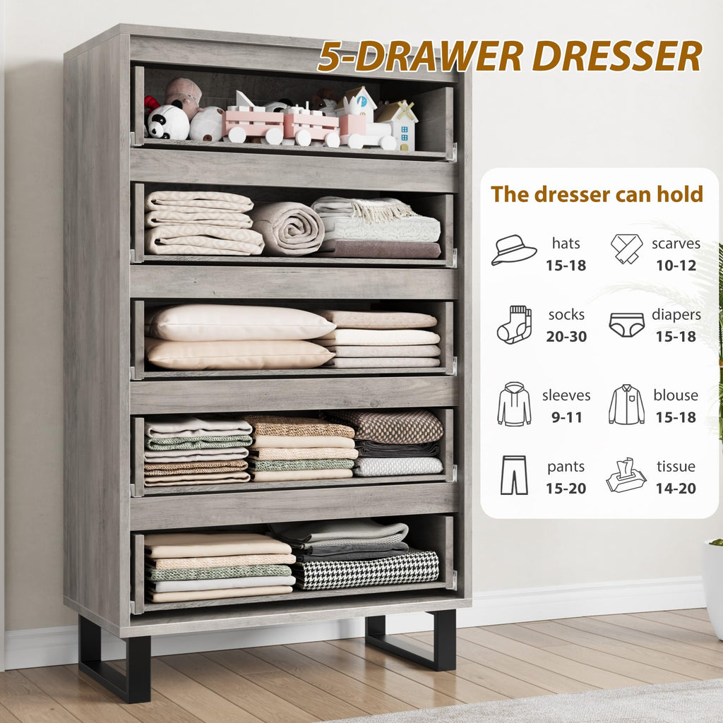 5 Drawer Vertical Dresser with Storage O79913