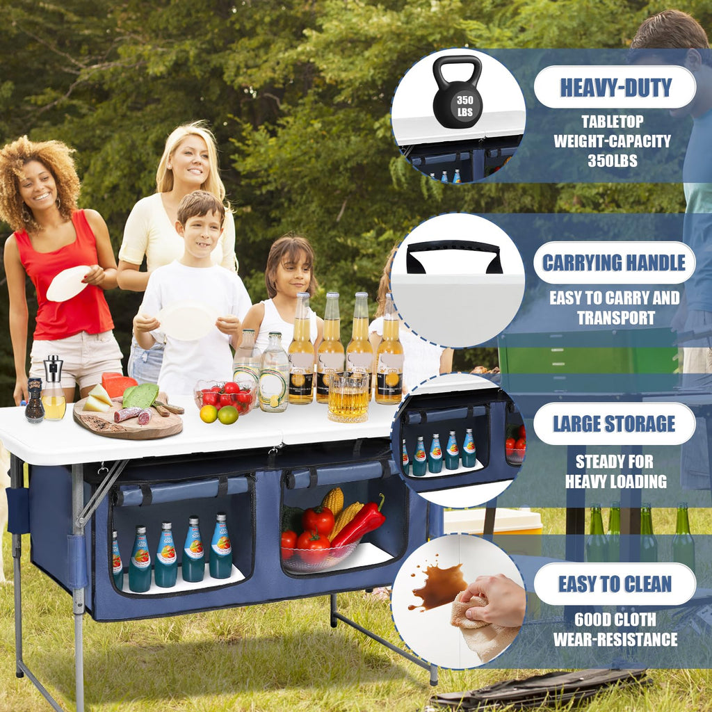 Foldable Camping Table with Storage E546947