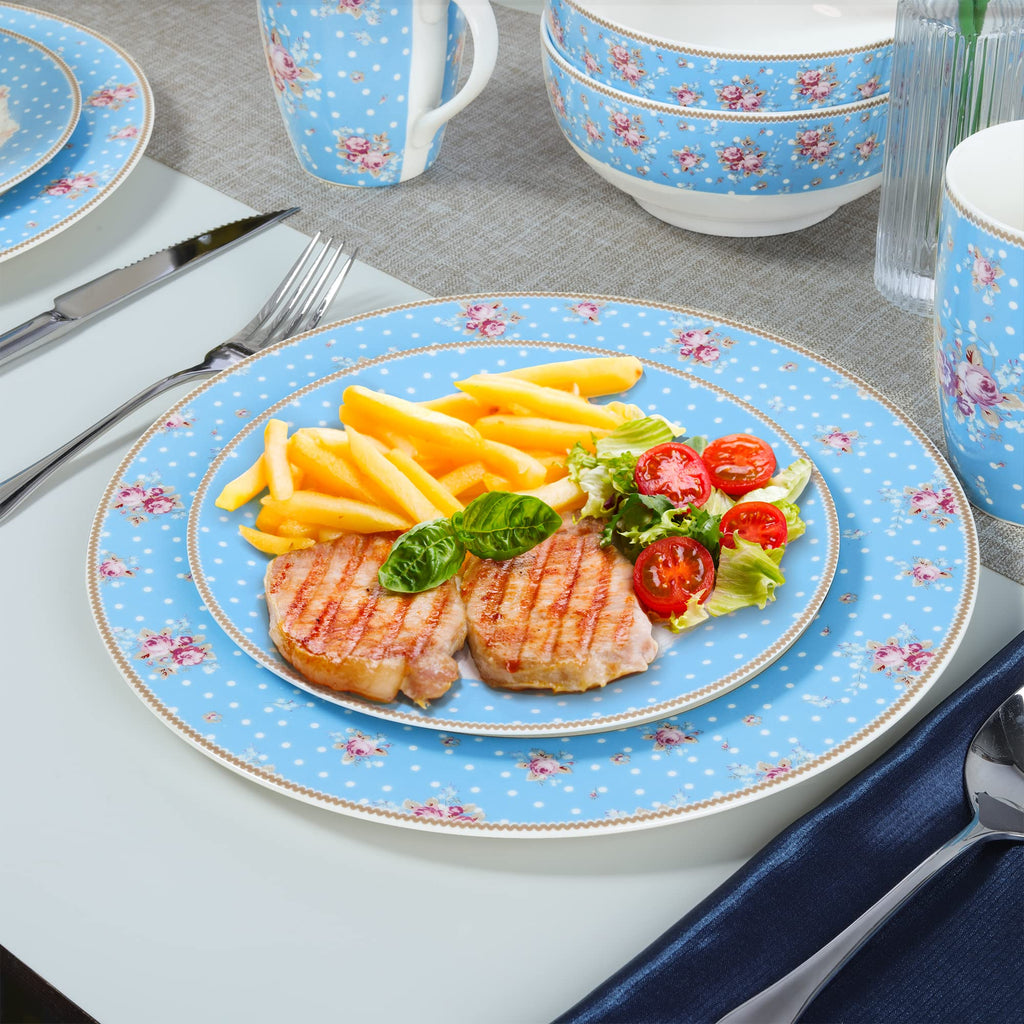 12 Piece Blue Floral Ceramic Dinnerware Set V158030