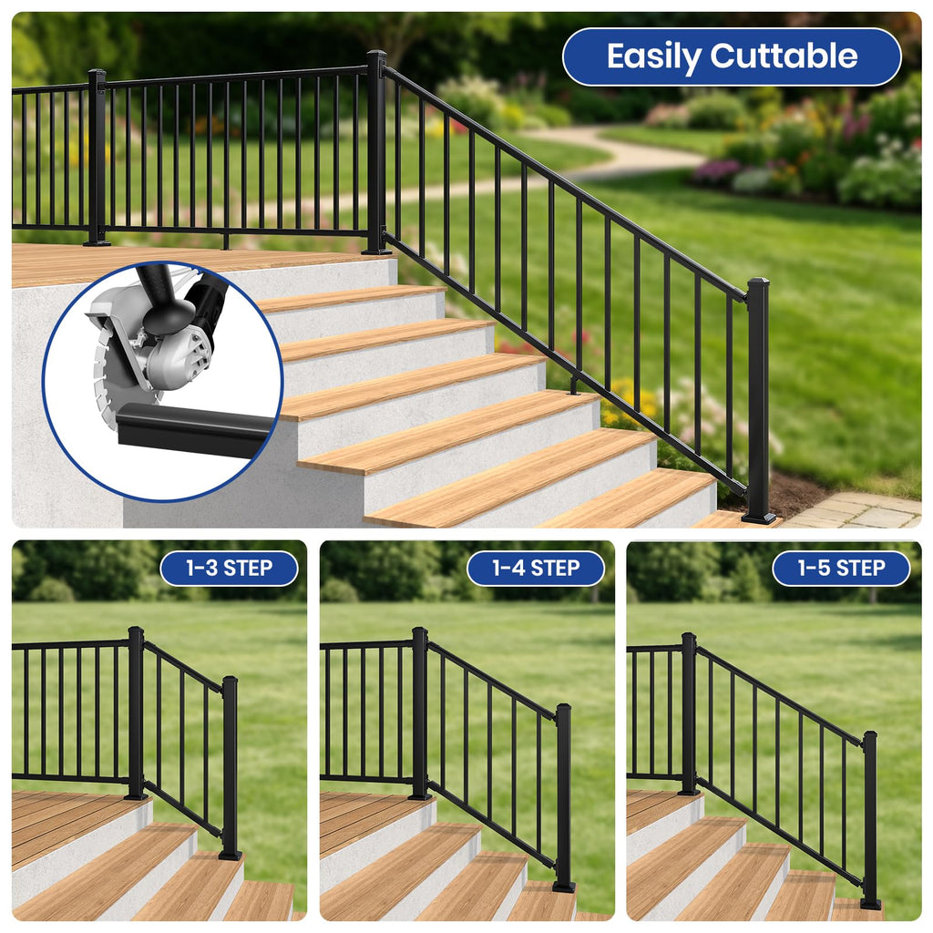 36 in. x 8 ft. Matte Black Aluminum Stair Railing Kit I18930