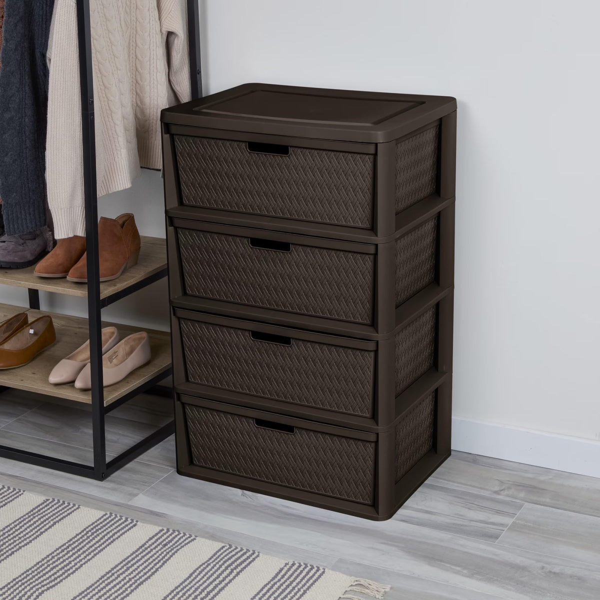 Gray Plastic 3-Drawer Storage Tower with Bins E193